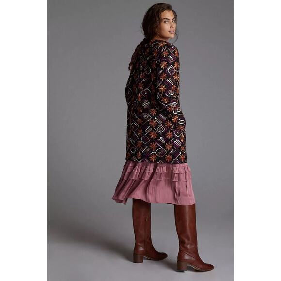Anthropologie Women's XS Floral Embroidered Overcoat Multicolor Casual - Picture 4 of 8